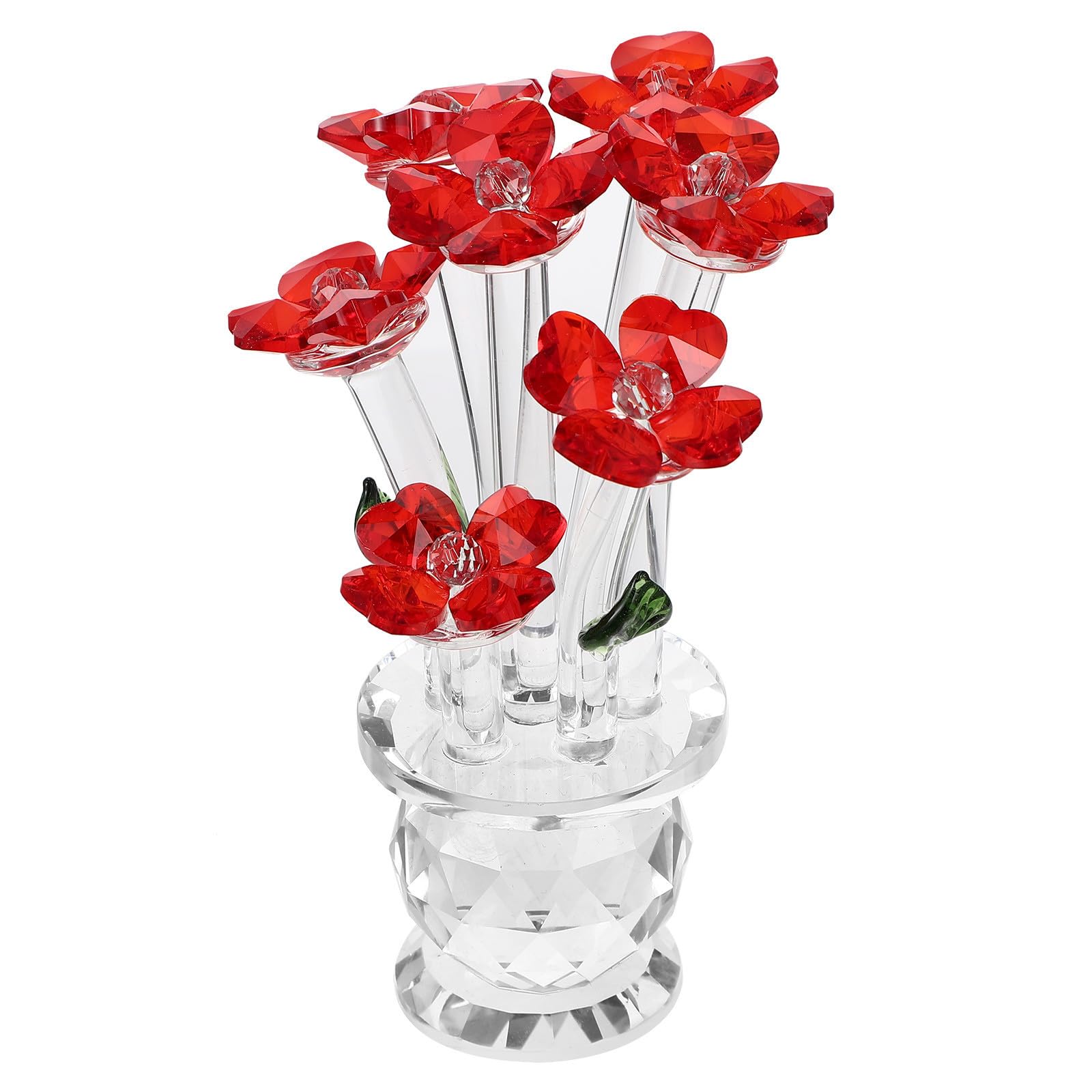 Figurine de rose en cristal rouge pour rompre la monotonie d'un bureau terne