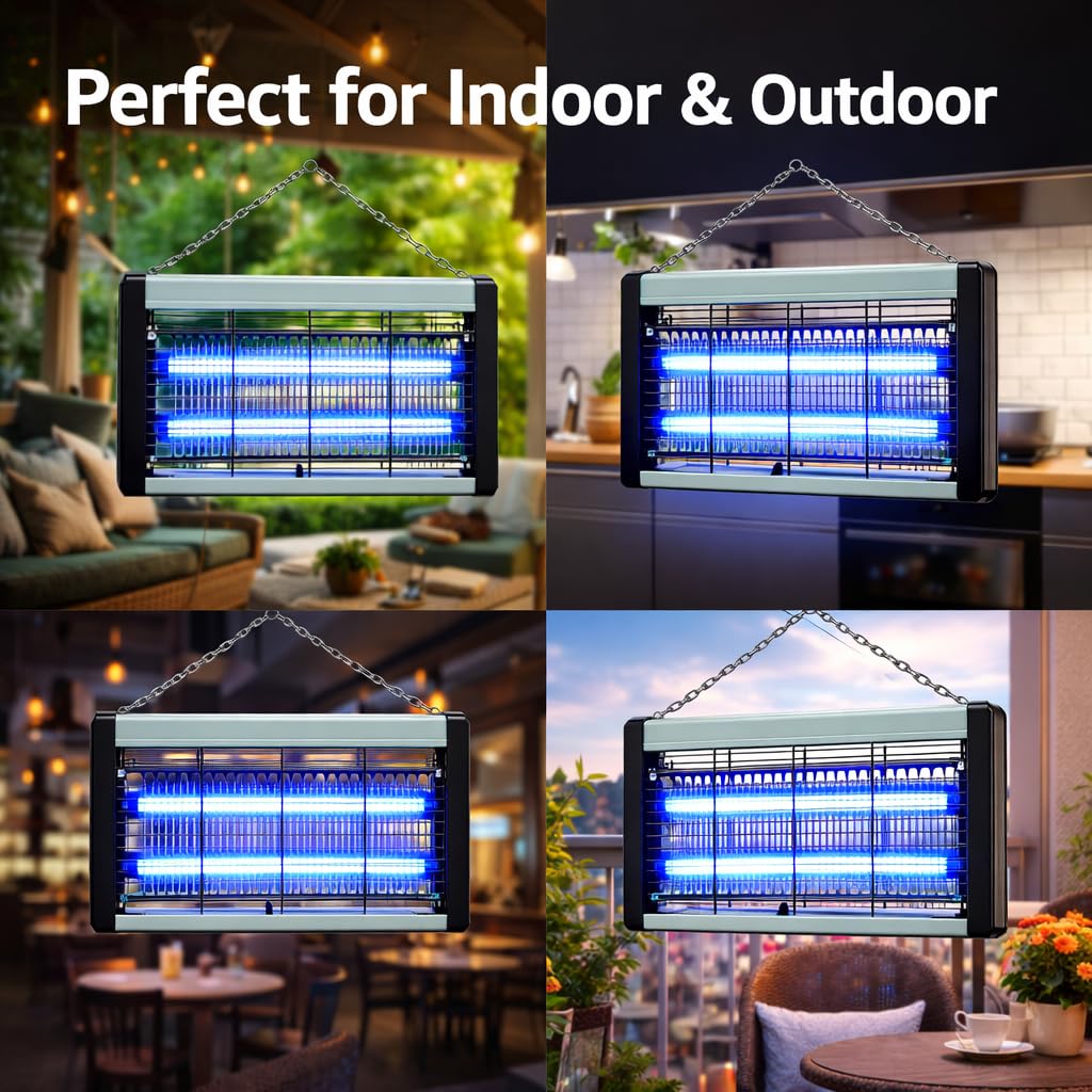 Lampada Antizanzare 8W LED UV – Ammazza Zanzare Elettrico e Antimosche con Vassoio Estraibile – Killer Insetti per Casa, Cucina, Balcone e Terrazza – Copertura fino a 40 m² (8, Watt)