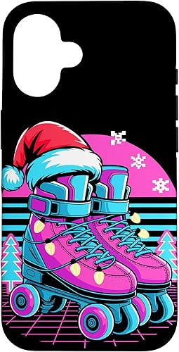 Christmas Synthwave Rollerskate Rollerskater Rollerskating Case for iPhone 16