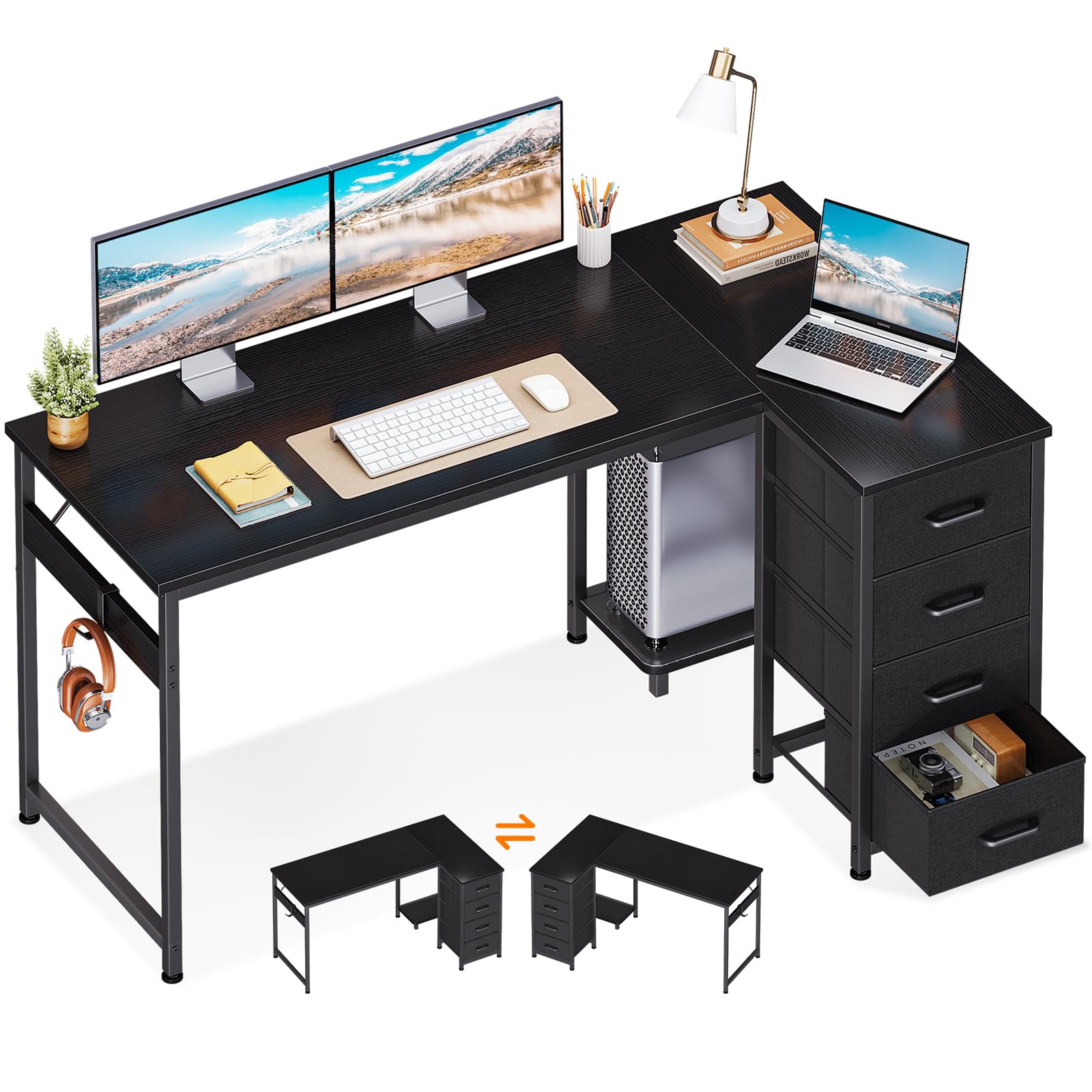 Amazon | AODK ゲーミングデスク 引き出し4杯付き パソコンデスク pc