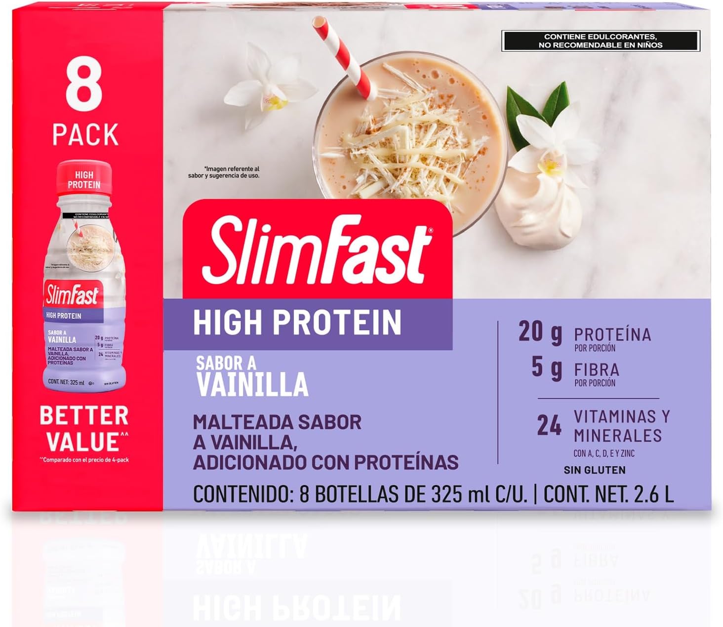 SlimFast Advanced Nutrition High Protein Meal Replacement Shake, Vanilla Cream, 20g of Ready to Drink Protein, 11 Fl. Oz Bottle, 8 Count