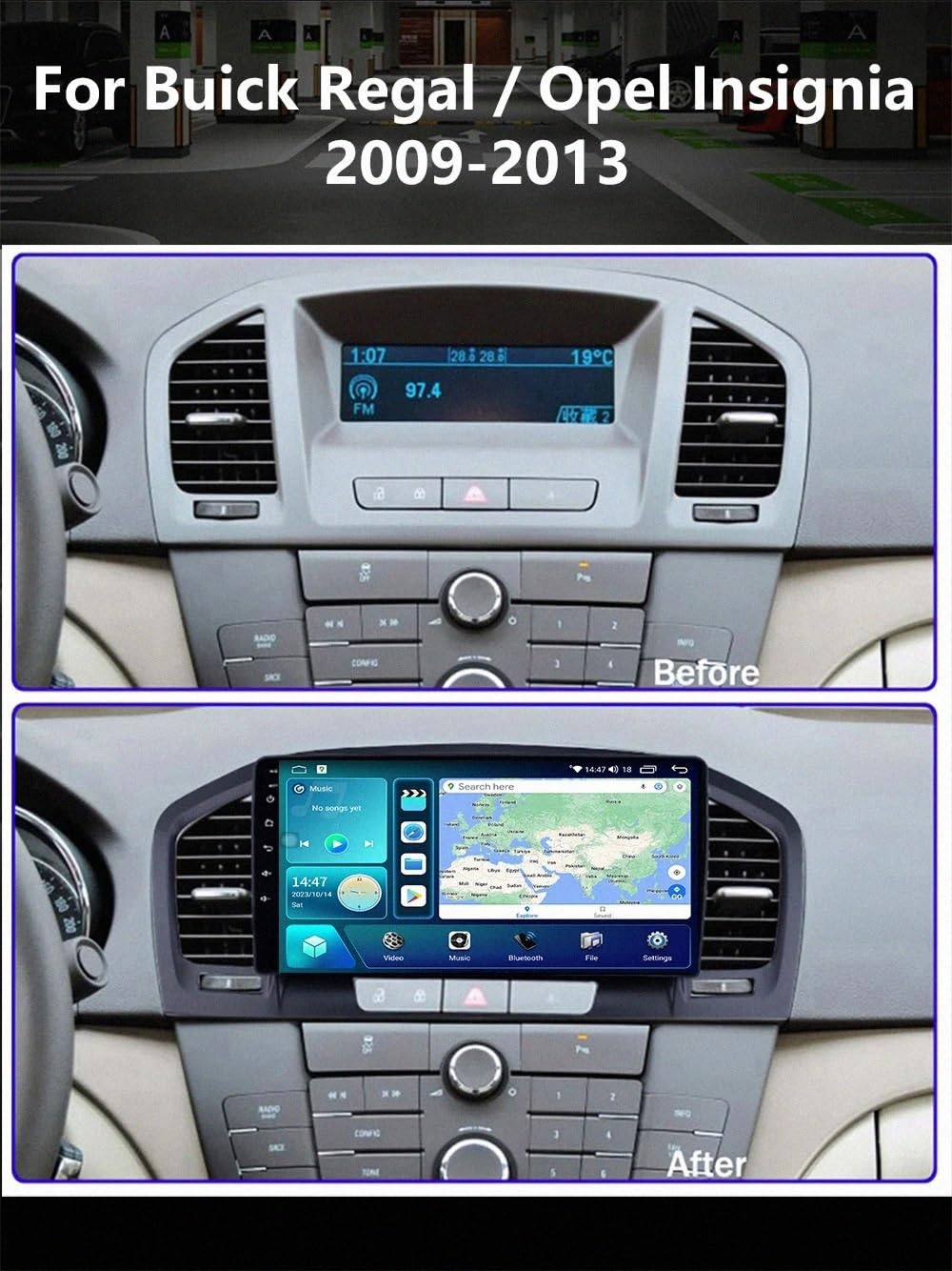 Touchscreen Auto Radio per Opel Insignia 2009-2013 Wireless Carplay Android Auto Stereo Bluetooth Ips con Pantalla Táctil con Gps Navigatore/Swc/Mirror, 4 Nucleo 1G+32G
