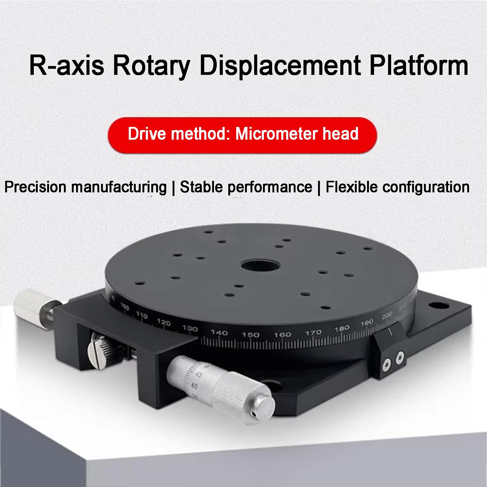Etapa de rotación manual del eje R, mesa deslizante lineal de 360°, plataforma de corte de Φ80 mm, ideal para maquinaria de producción y equipos de prueba