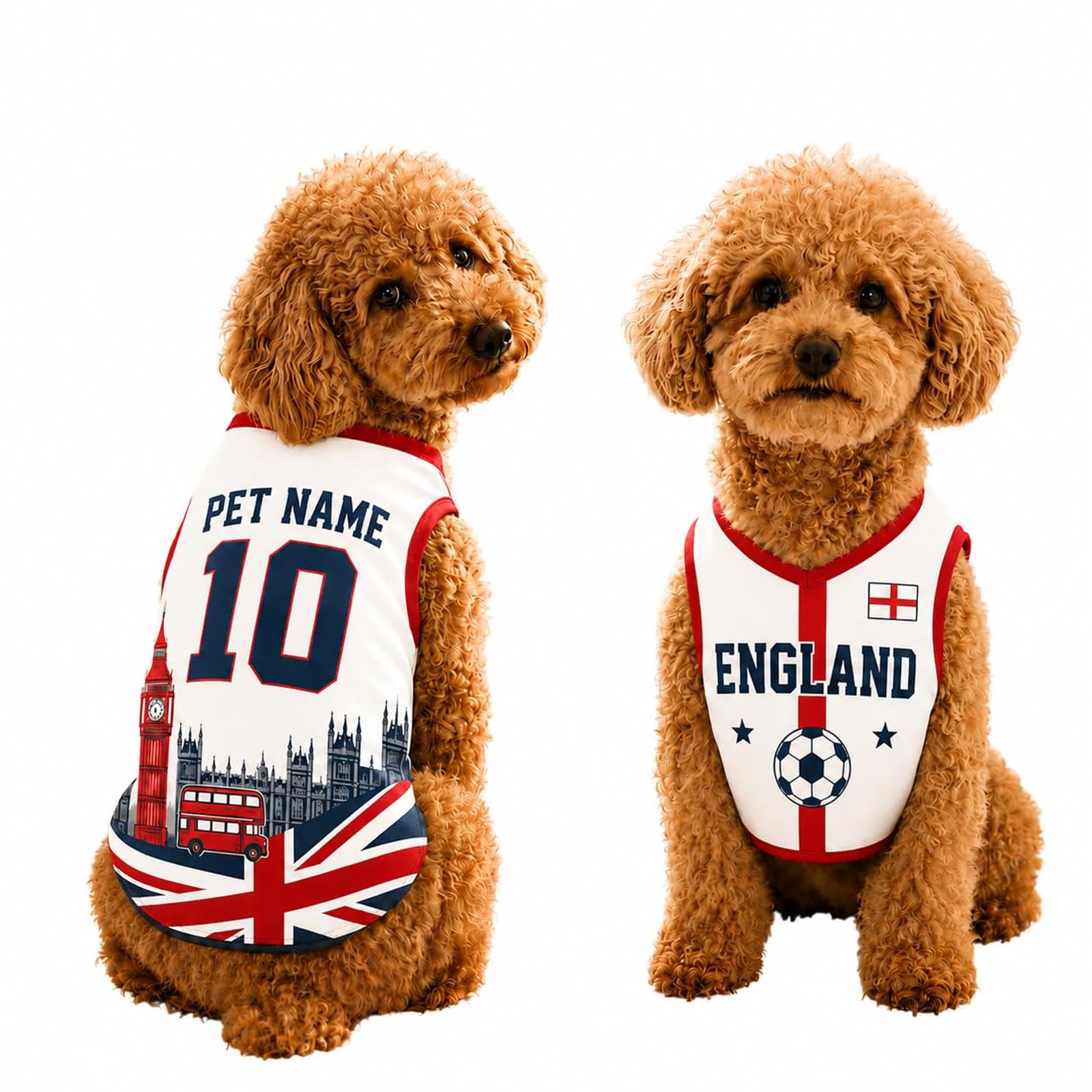Personalised Dog T-Shirt with Name Number - 2026 World Cup Football Soccer Jersey for Small,Medium, Large Dogs and Cats (A)