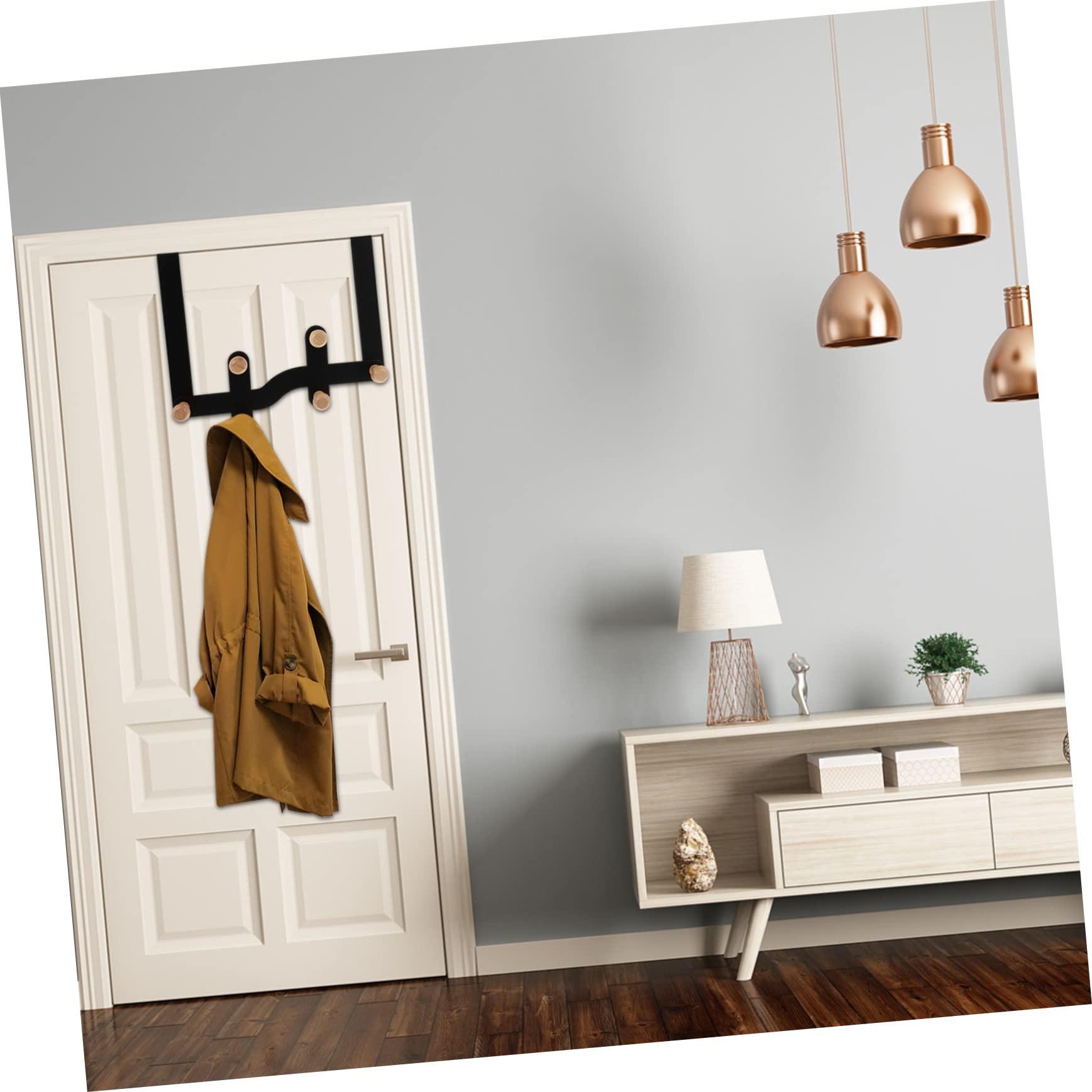 MUSISALY 6 Door Hook Door Towel Hanger Clothes Hangers Hanging Coat Mounted Towel Hooks for Bathrooms Purse Hanger Outdoor Towel Rack Over Door Clothes Hanger Rack Clothes Rack Black Iron