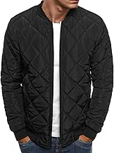 evzosrz Mens Diamond Quilted Bomber Jackets Fall Winter Lightweight Varsity Jackets Warm Padded Coats Outwear