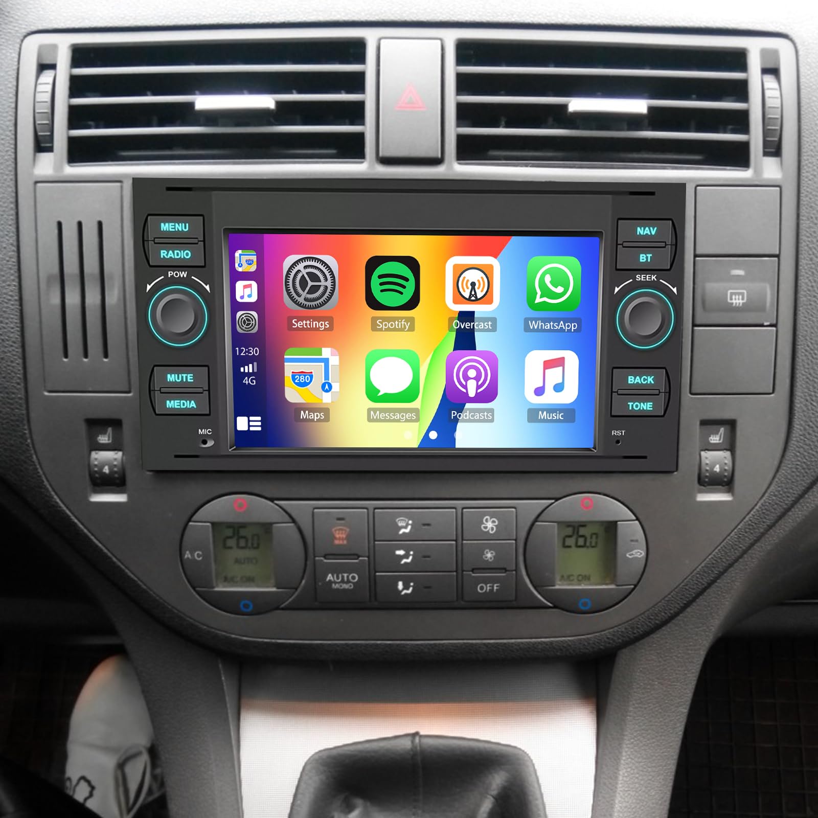 Radio samochodowe 4 + 64 G Android 14 do Ford C-MAX 2006 2007 2008 2009 2010 z Carplay Android Auto podwójne radio DIN, ekran dotykowy 7 cali, nawigacja GPS, WiFi, Bluetooth, RDS, radio SWC, mikrofon
