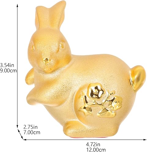 Miniatura 2 de VOSAREA Figura de conejo de oro, estatua de conejo del zodiaco chino 2023, escultura de conejo de Feng Shui, adorno de conejo de dibujos animados