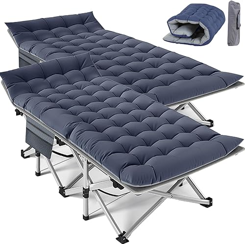 Slsy Folding Camping Cot for Adults with Pad, Padded Portable Sleeping Cots, Camp Bed with Carry Bag for Outdoor Travel, Beach, Hiking Aqua Blue