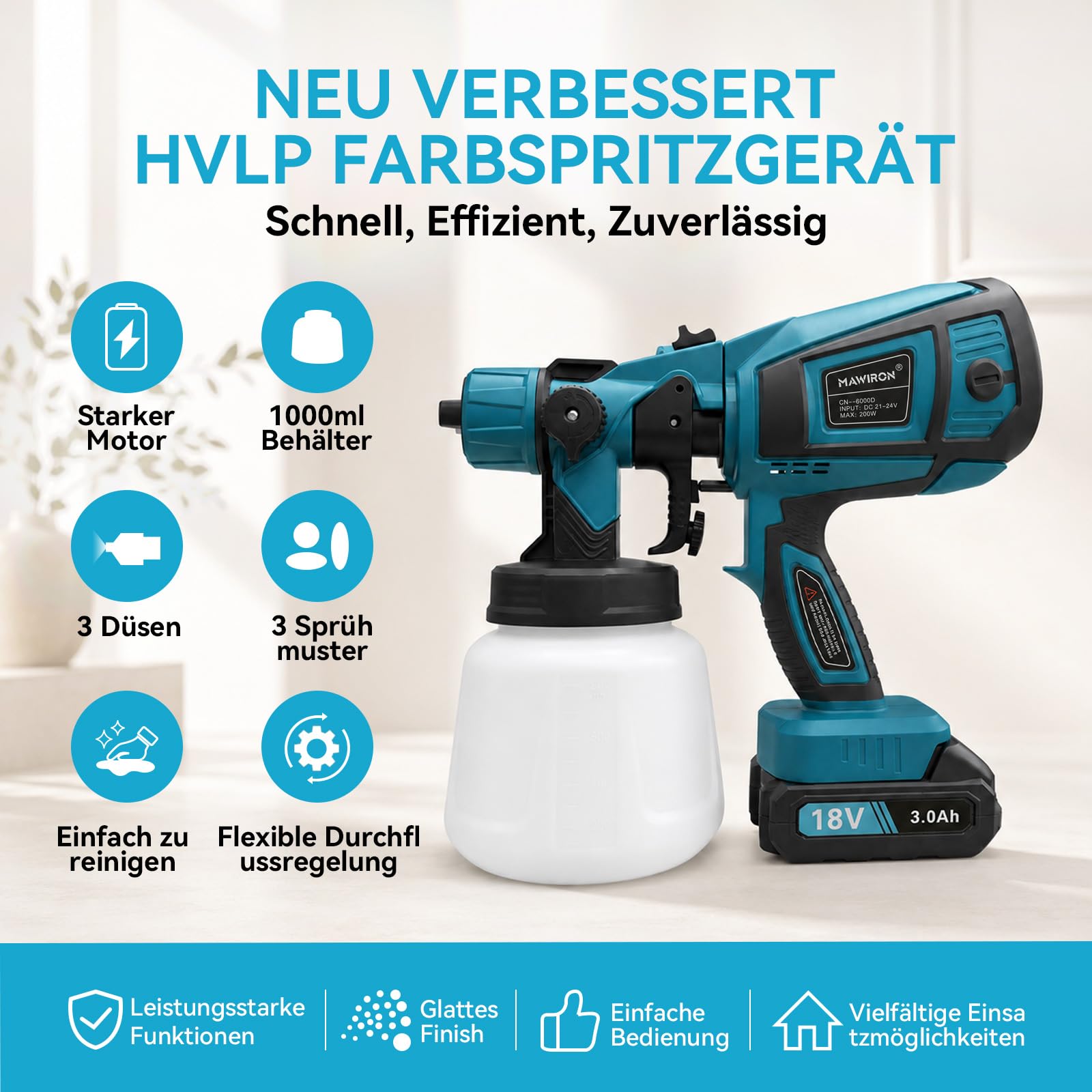 Sistema de pulverización de pintura con batería para Makita 18 V