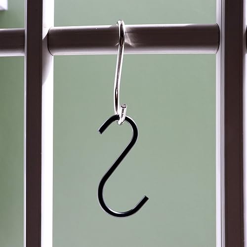 Miniatura 6 de Millennial Essentials Ganchos en forma de S de metal resistentes ganchos negros para colgar de 2.75 pulgadas para utensilios de cocina, ollas,