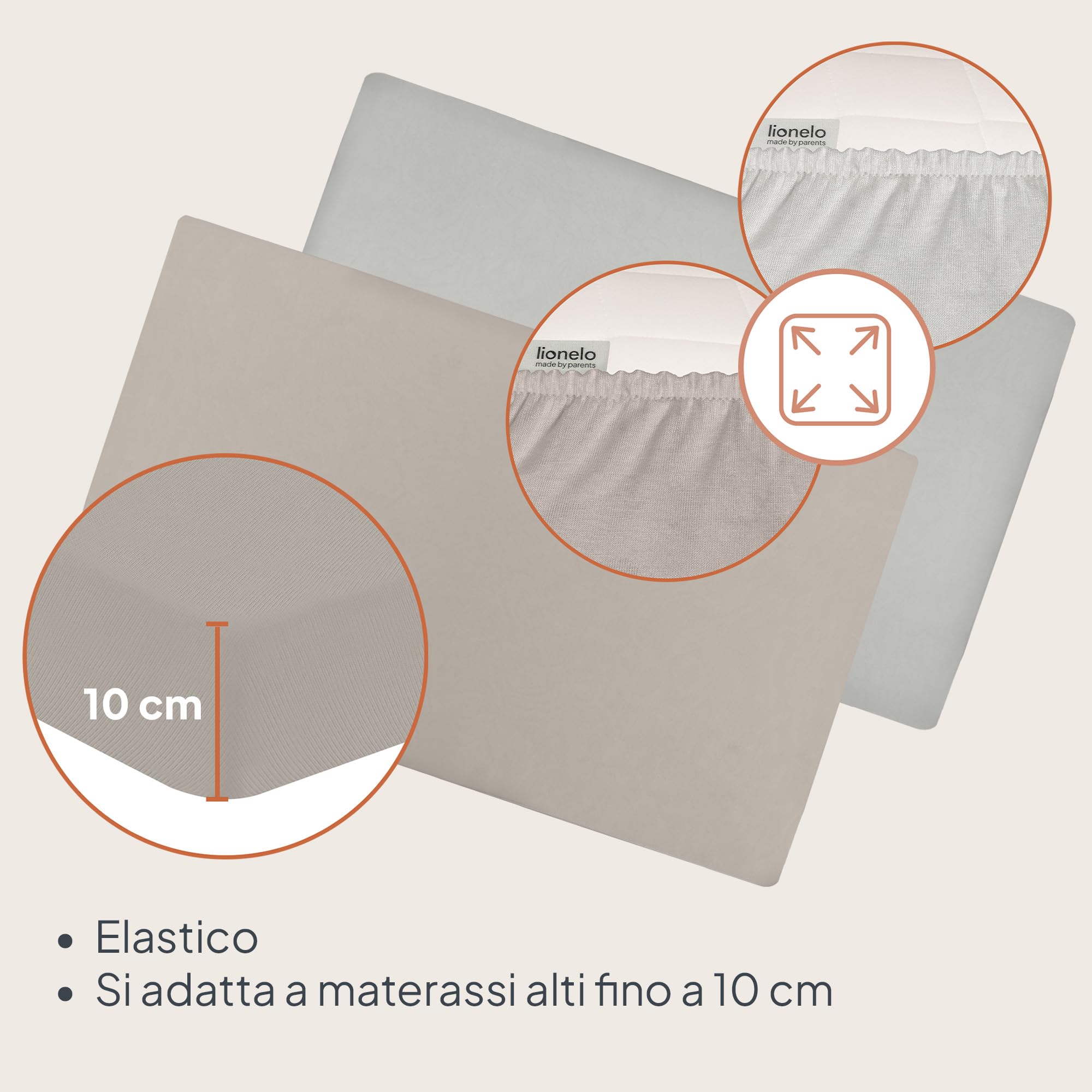 LIONELO Lenzuola con angoli per lettino neonato, Set da 2, 118x60 cm, Cotone di bambù naturale, Traspiranti, Ideali per materasso di lettino, lettino da viaggio/Campeggio o culla