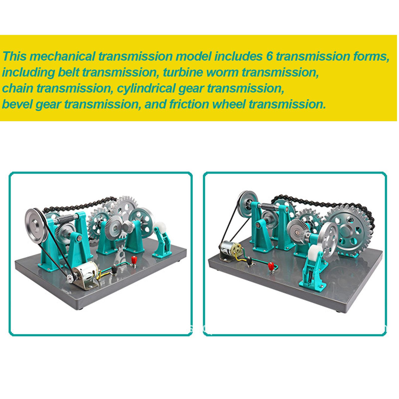 Modelo de Transmisión Mecánica, Instrumento de Enseñanza de Experimentos de Física, Seis Formas de Transmisión, Accionamiento Eléctrico de CC para El Aprendizaje de Los Estudiantes