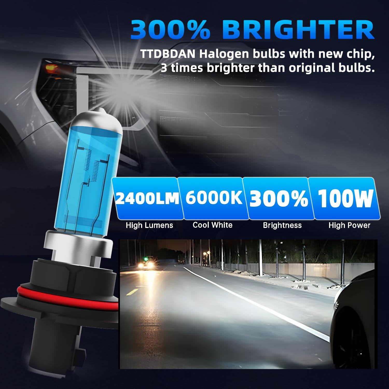 Halogen Headlights Fit For Ford F150 1987-1991 Headlight Bulbs,9004/HB1 High/Low Beams Bright Front Light Combo Kit,Plug & Play,Pack of 2 (Ford F150 1987-1991)