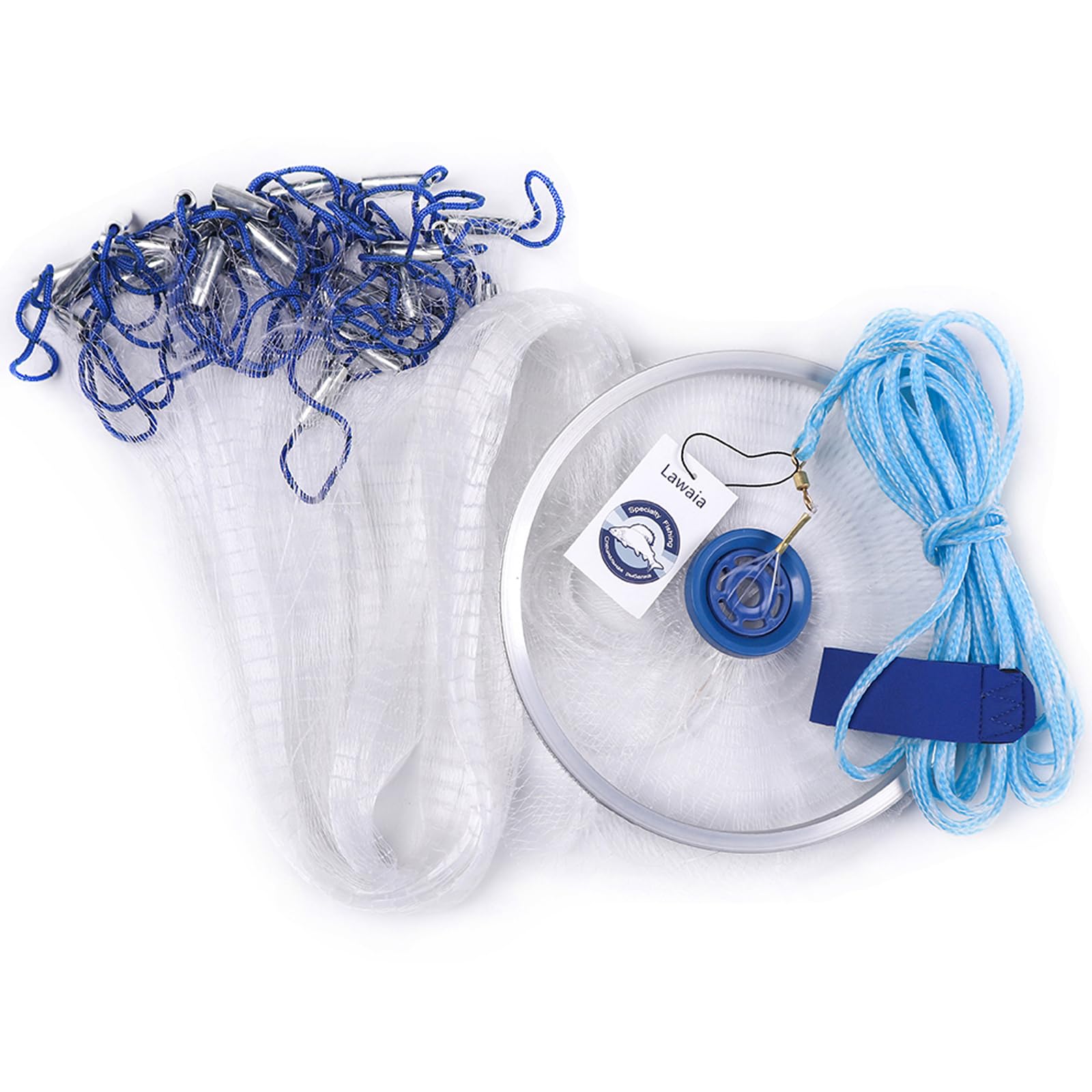 LAWAIA Fishing Cast Net Throw Nets with Aluminum Ring for Bait Fish with 12FT Radius