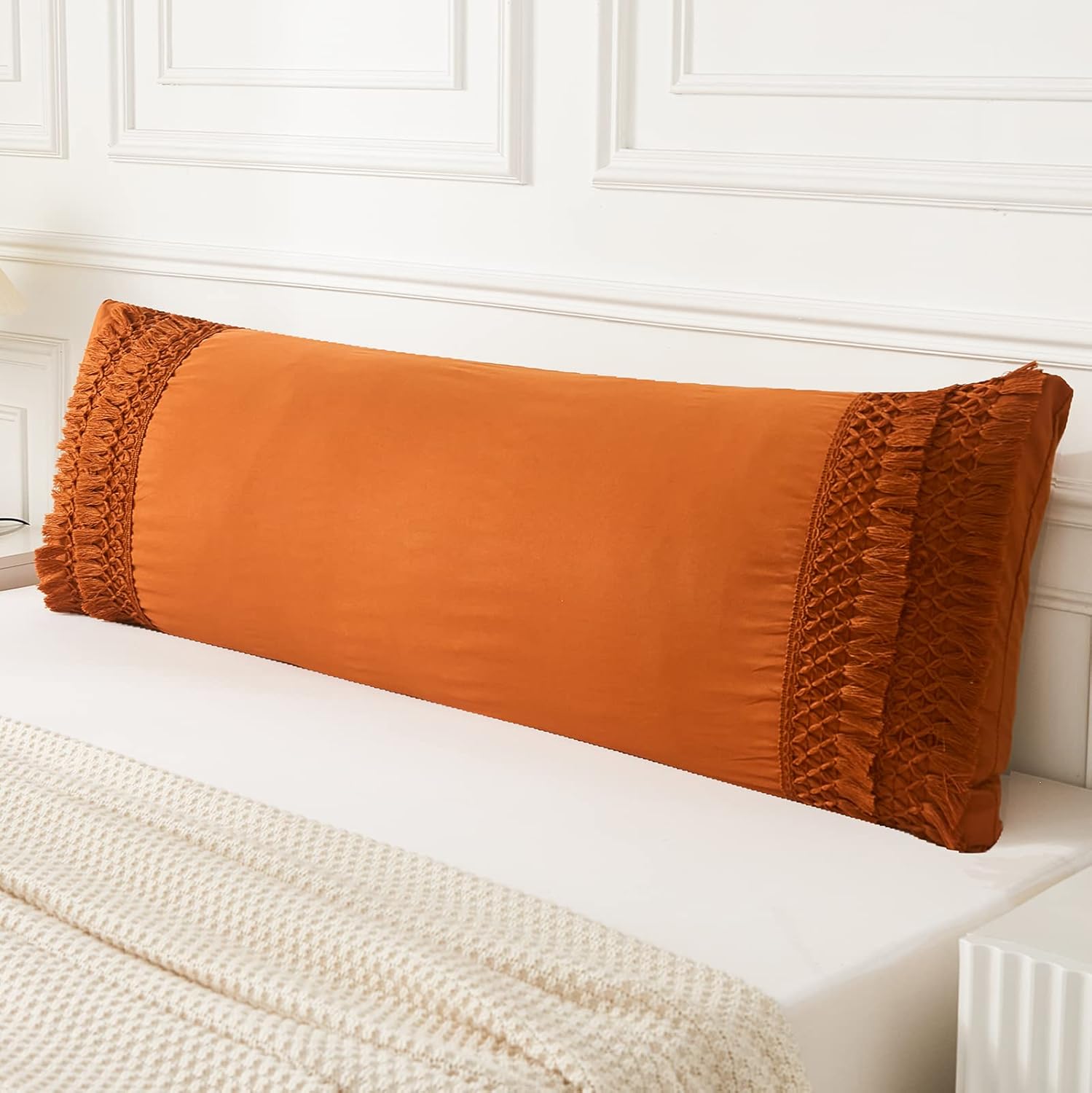 Burnt Orange Body Pillow Cover 20x54 inches Boho Chic