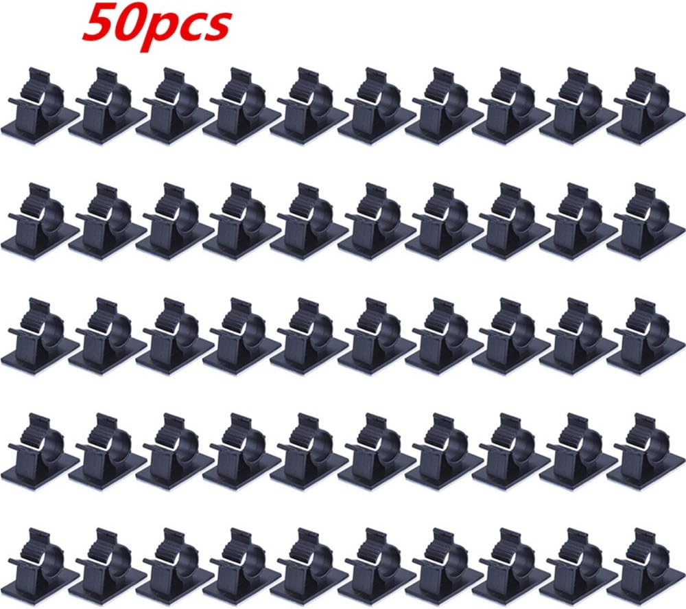 50 Pack UVB Plastic Adjustable Cable Clips Adhesive Nylon Wire Clamps Cable Management Clips Holder Black for Most Size Wires