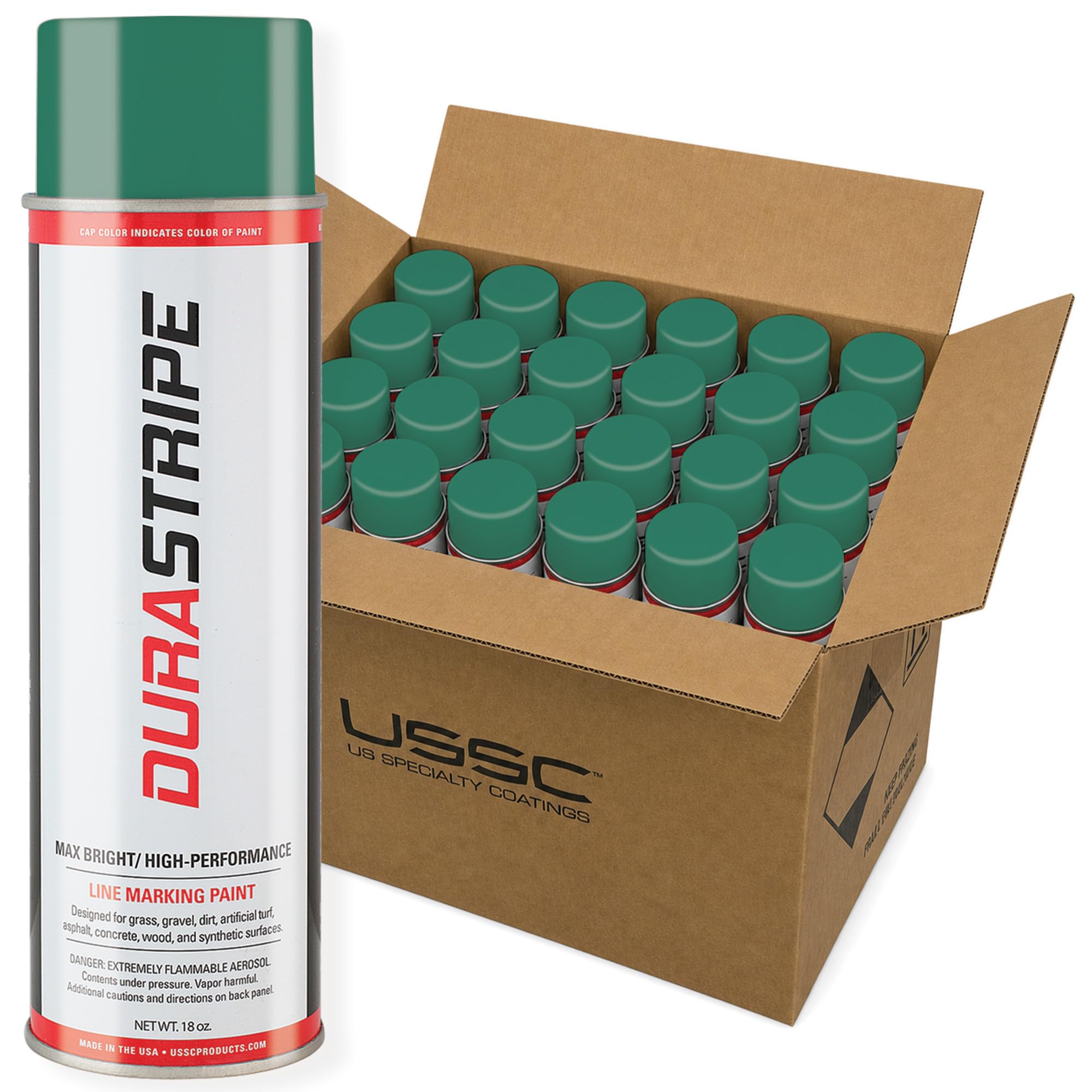 Athletic Field Marking Paint – 2 Cases of 12 T-Tip Spray Cans (24 Total), 18 oz Each – Bright, Durable Field Striping Paint (Green)