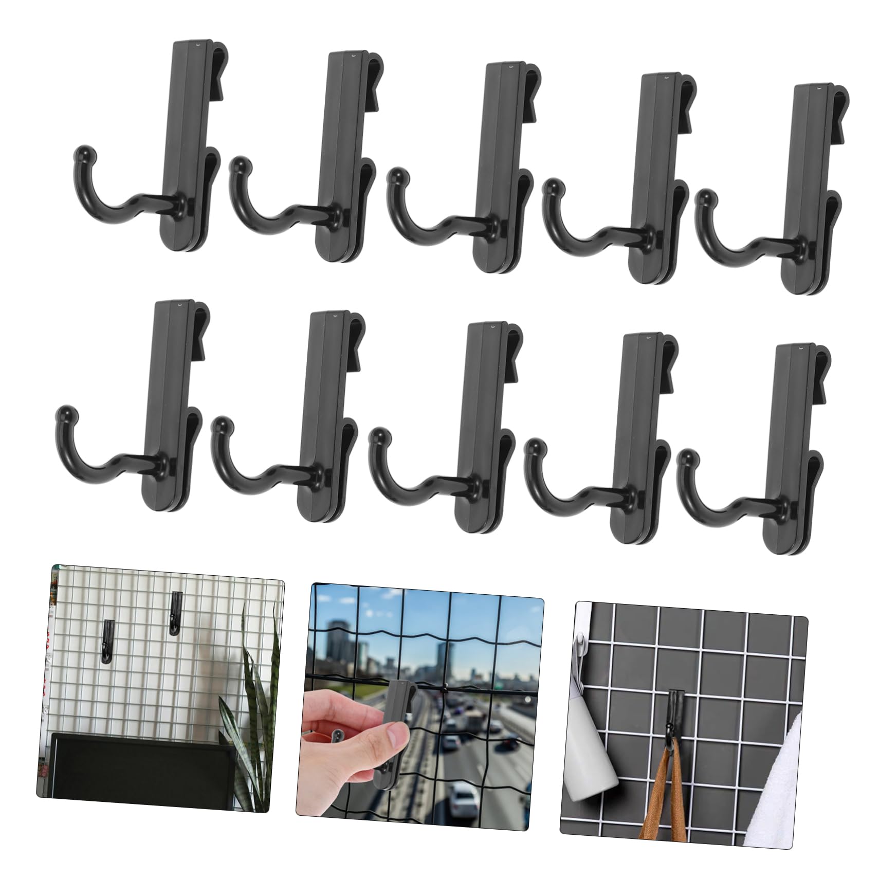 Mikikit Sets Multi-use Grid Wall Hanging Hooks Strong Plastic Hooks for Wall Grid Utility Adhesive Pcs