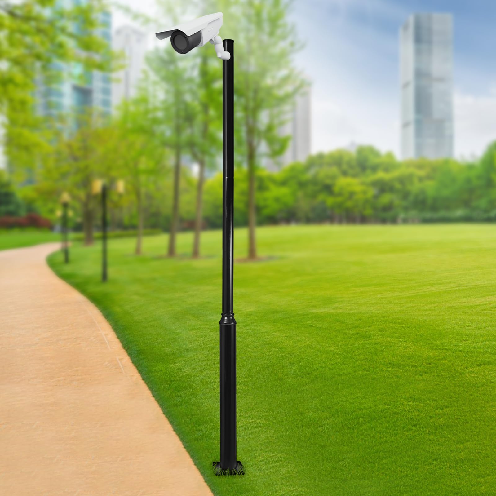 Asta per illuminazione stradale, asta divisa, adatta per strade all'aperto, portata 100 kg, acciaio zincato di alta qualità, per lampade da giardino e illuminazione esterna (3 m)