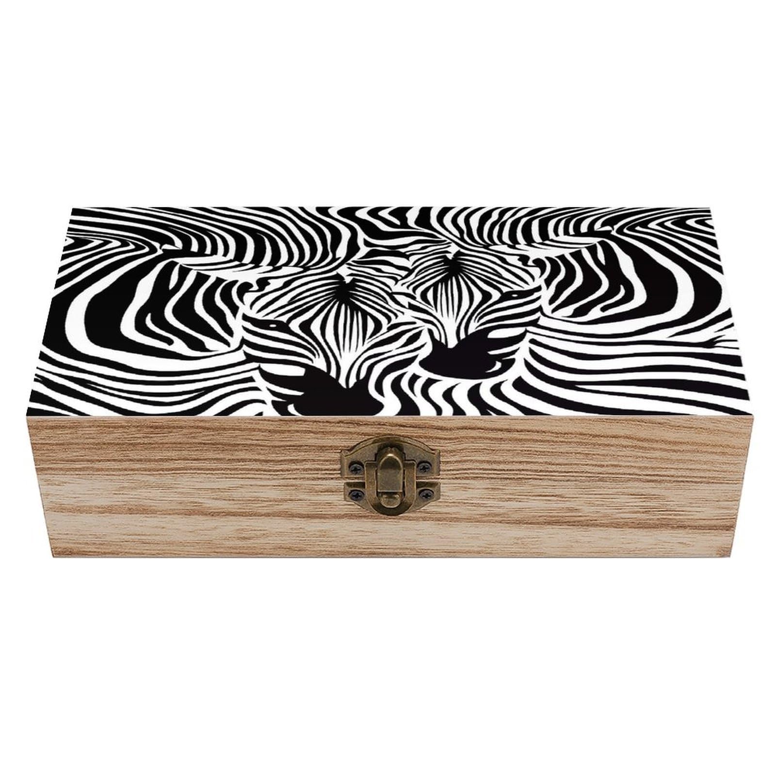 asbwuo Abstract Animal Zebra Wood Keepsake Box Wooden Box with Hinged Lid