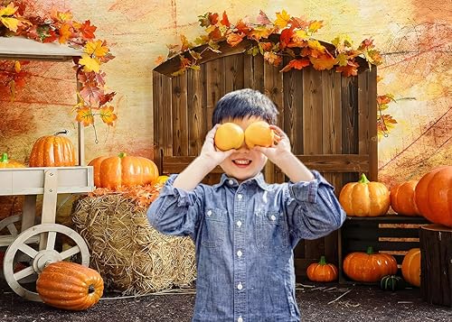 Miniatura 4 de Fondo de otoño de 7 x 5 pies para fotos de Acción de Gracias, calabaza, hojas de arce, granero, cosecha de otoño, suministros de fiesta de Acción de