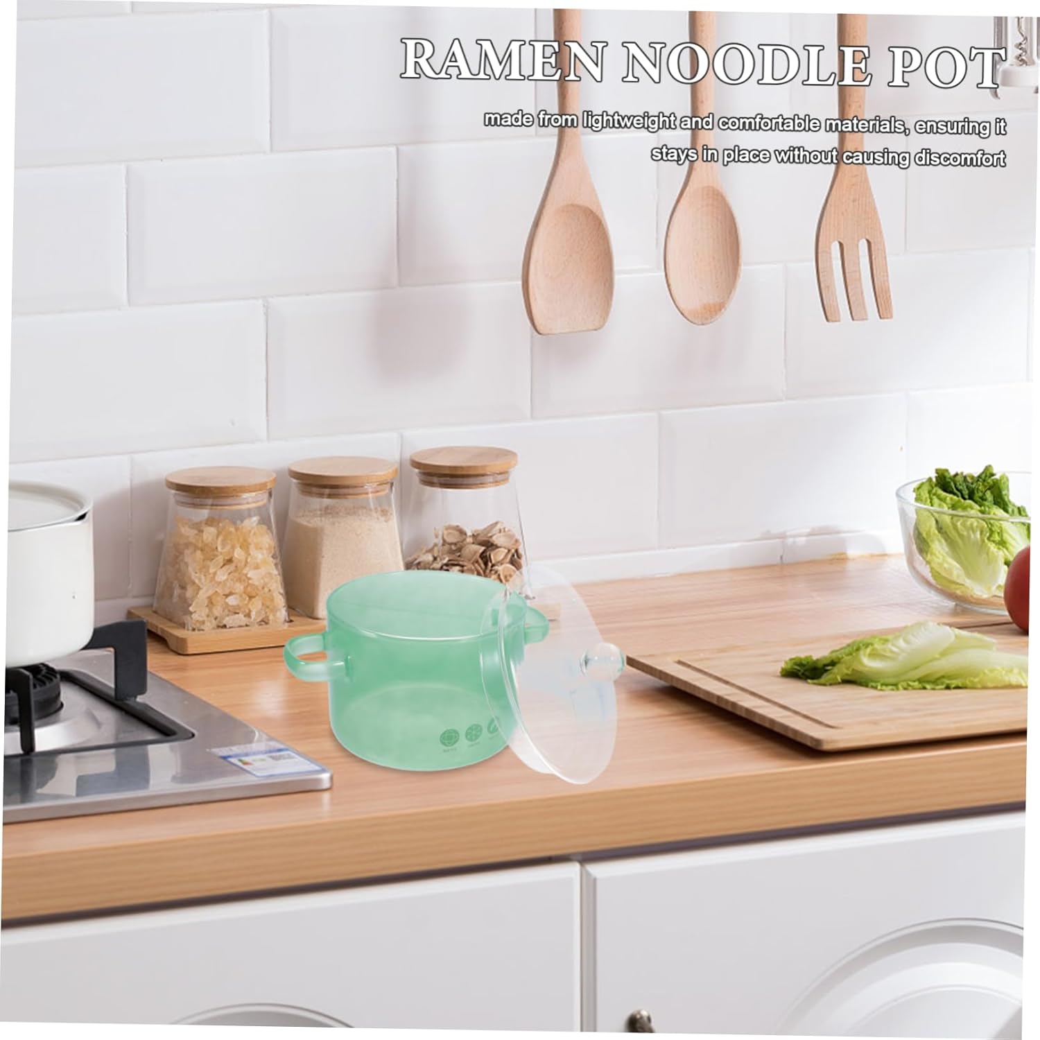 Heat Resistant Glass Cooking Pot with Lid Dual Handle Clear Glass Stovetop Ramen Noodle Pot for Soup Pasta Food Capacity Easy to Clean