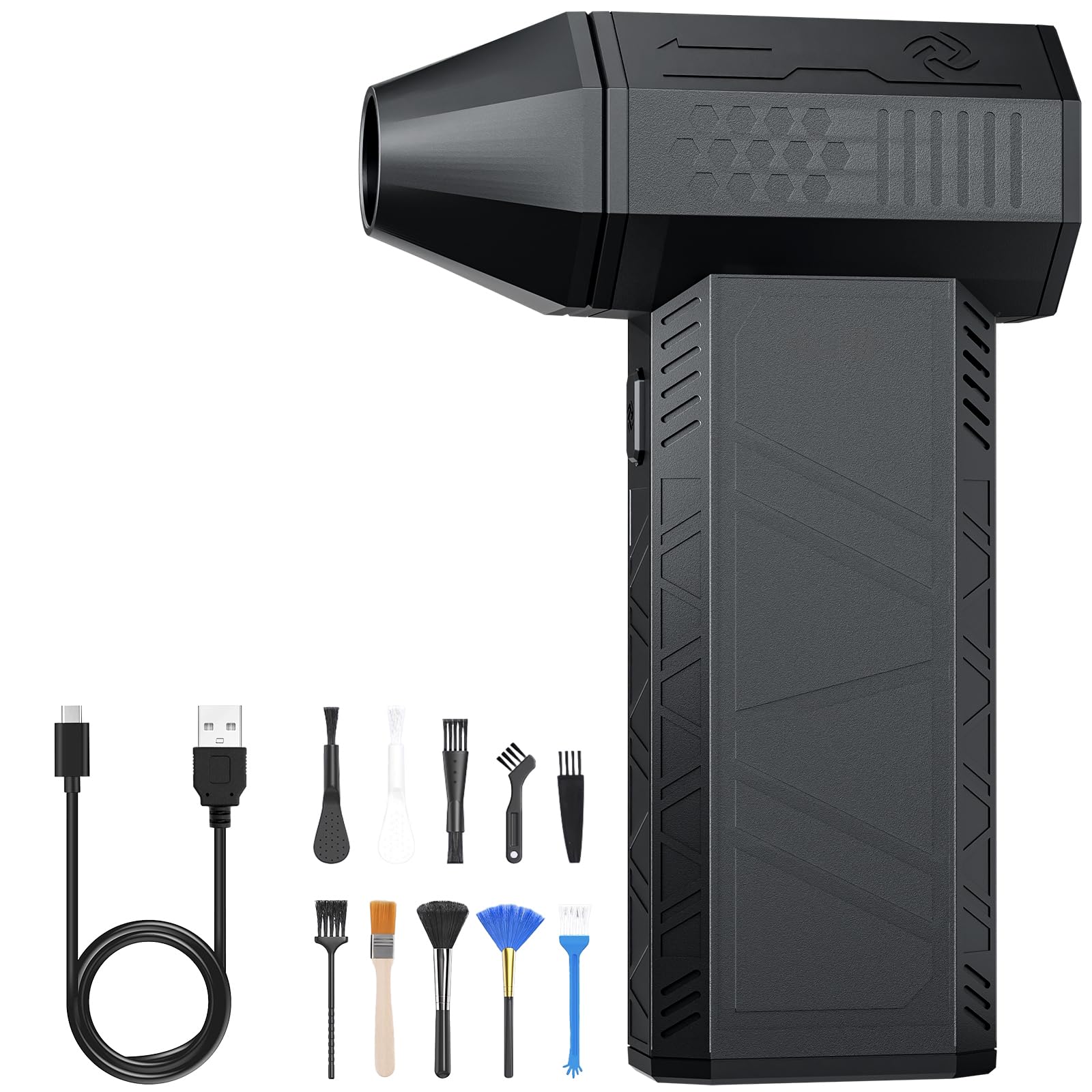 SALCAR Elektrisches Staubgebläse tragbar 130000RPM, 3-Gang Mini Air Duster mit stufenloser Regelung & Turbotaste, wiederaufladbares Super-Power-Druckluftspray für PC, Auto – Outdoor und Haus