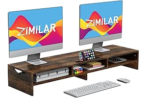 Aothia Large Dual Monitor Stand - Height Adjustable 2 Tier Desk Organizer...