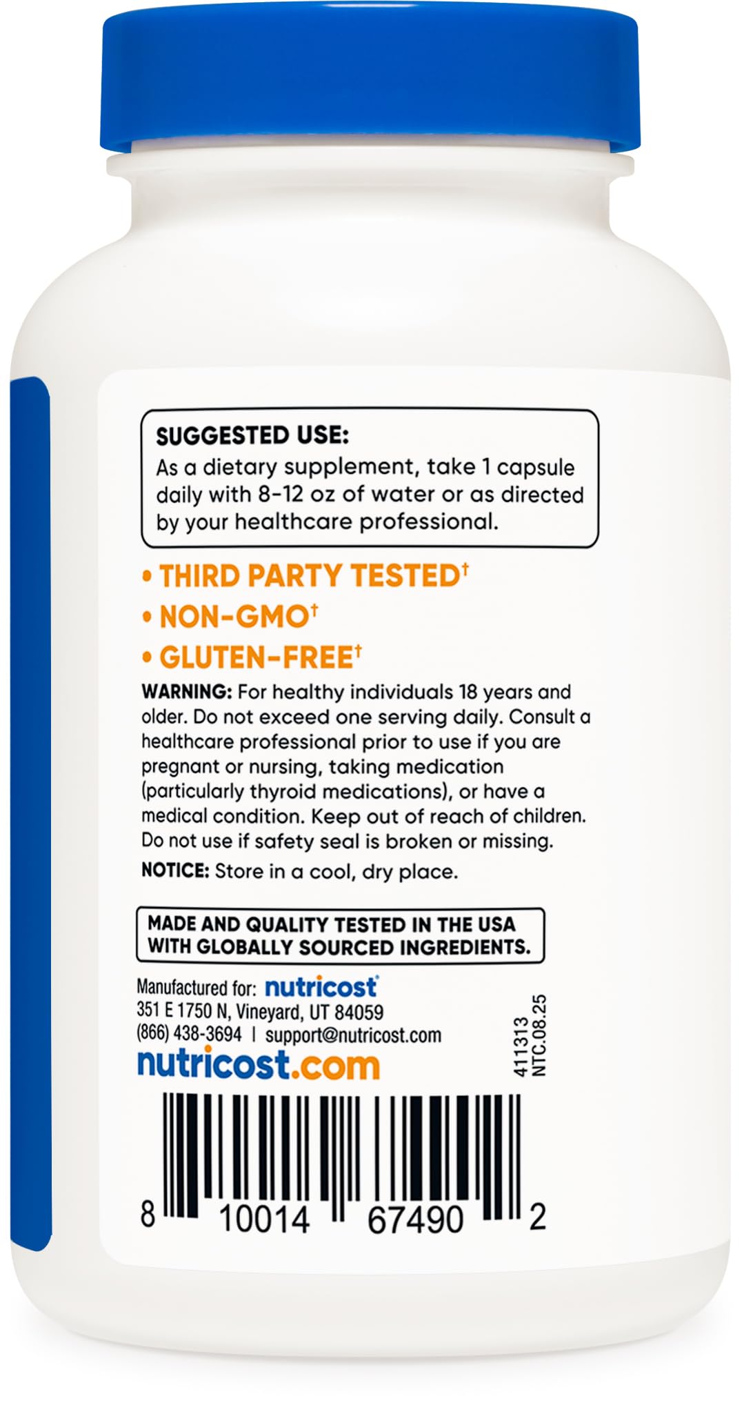 Nutricost Iodine, Natural Iodine from Organic Sea Kelp, 325mcg, 120 Caps — Amazon image 4