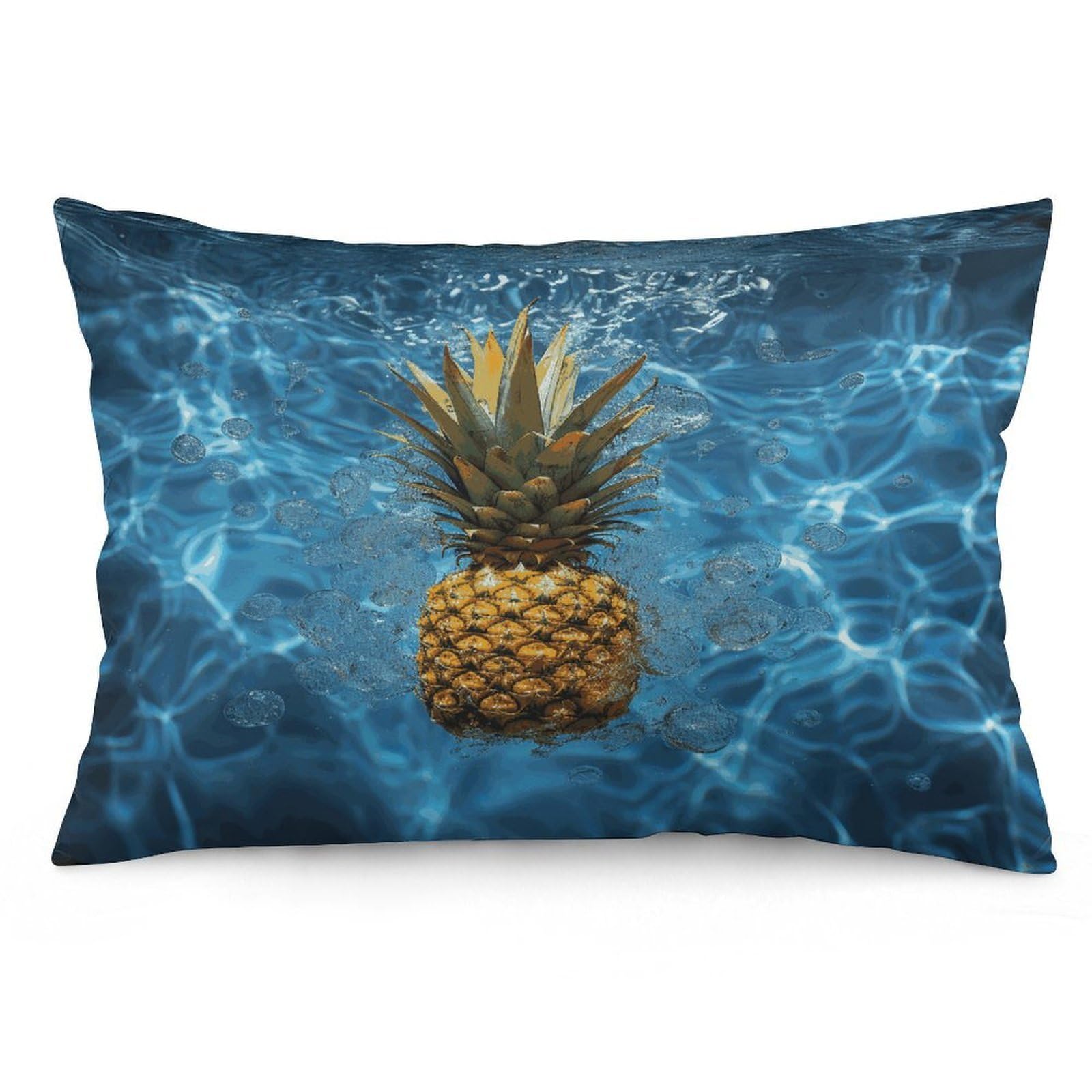 Pineapple in The Pool Throw Pillow Cover Soft Lumbar Pillow Covers with Zipper Breathable Rectangular Cushion Case Polyester Pillow Case Decorative Body Pillow Cover for Couch Bed
