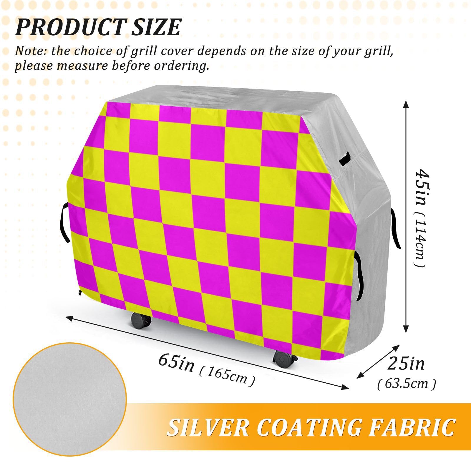 Żółty magenta bawół kratka 155 cm wodoodporny gazowy grill pokrowiec regulowany sznurek ochrona węgla przed kurzem i wiatrem niezbędnik na zewnątrz