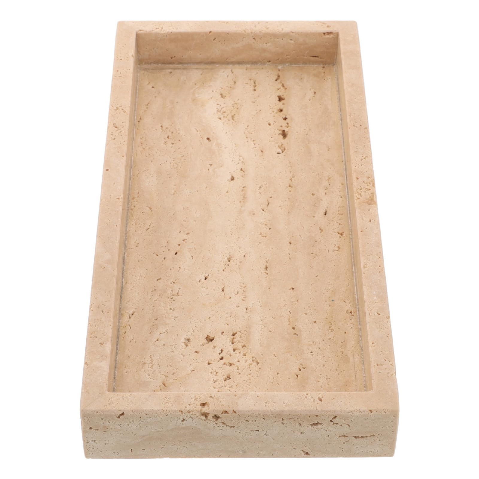 Plateau de Toilette en Marbre Poignées, Rangement Décoratif Rectangulaire