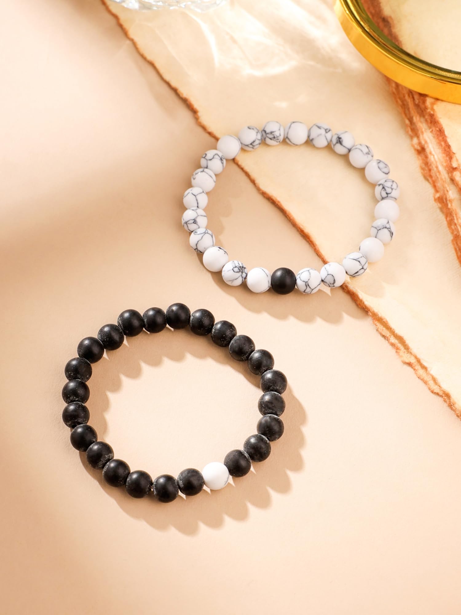 Yellow Chimes D'Vine Couple Collection Charm Bracelet for Women (Black; White)(YCFJCPBR-621DVINE-WHBK) 3