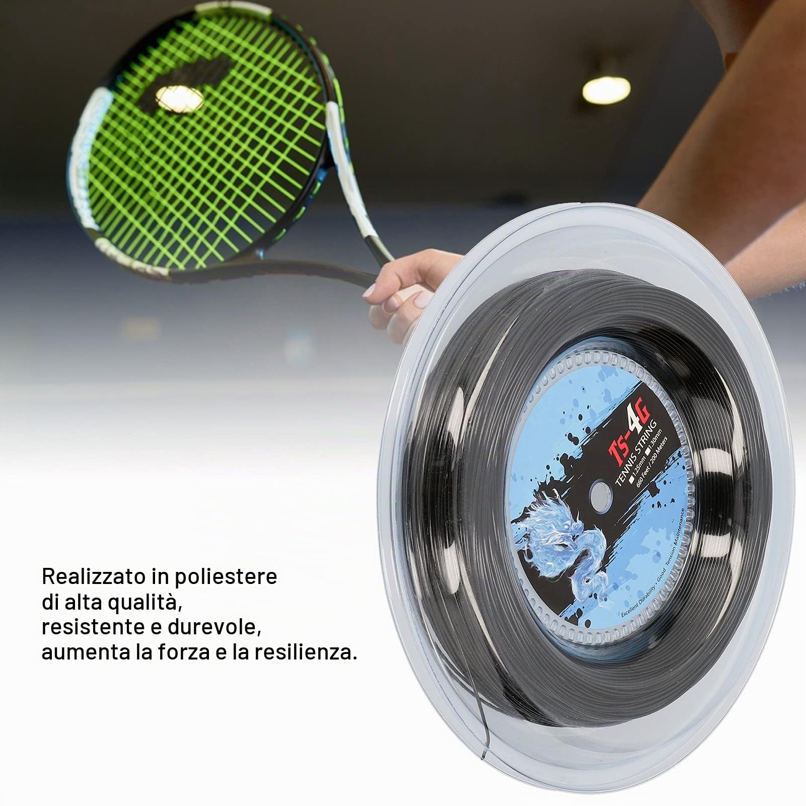 Corde per Racchette da Tennis da 200 M Corde per Racchette Corde Rotonde per Racchette da Tennis, Sostituzioni di Corde da Tennis per Atleti