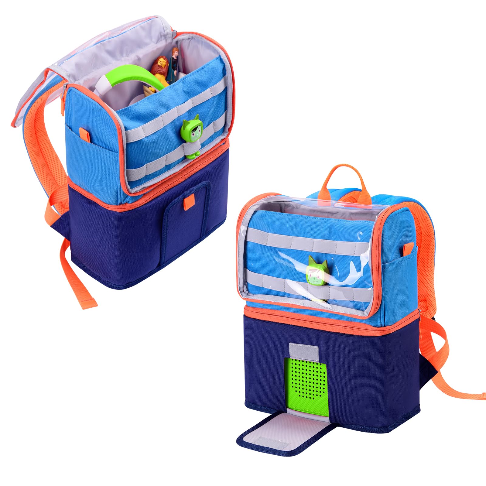 DDgro Carrying Case Backpack for Toniebox 2 Starter Set, Travel Bag for Tonies Characters, Charger Station & Headphone (Blue)
