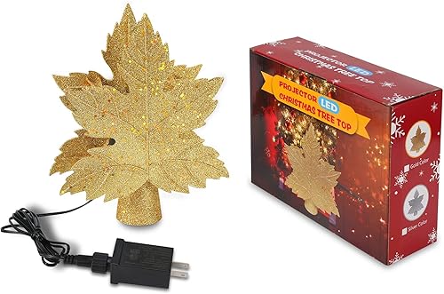 Árbol de Navidad Topper hoja forma Led copo de nieve proyector luz para árbol de Navidad superior Shinning Star Decoraciones enchufe EE.UU.