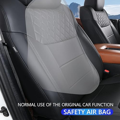 Miniatura 4 de Xipoo Funda de asiento compatible con Toyota Tundra Crewmax 2014-2021, funda de asiento de automóvil de piel sintética, repuesto para Toyota Tundra