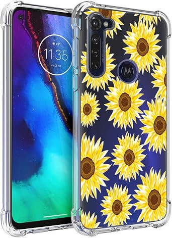 Osophter for Moto G Stylus Case Clear Transparent Reinforced Corners TPU Shock-Absorption Flexible Cell Phone Cover for Motorola Moto G StylusSun Flower