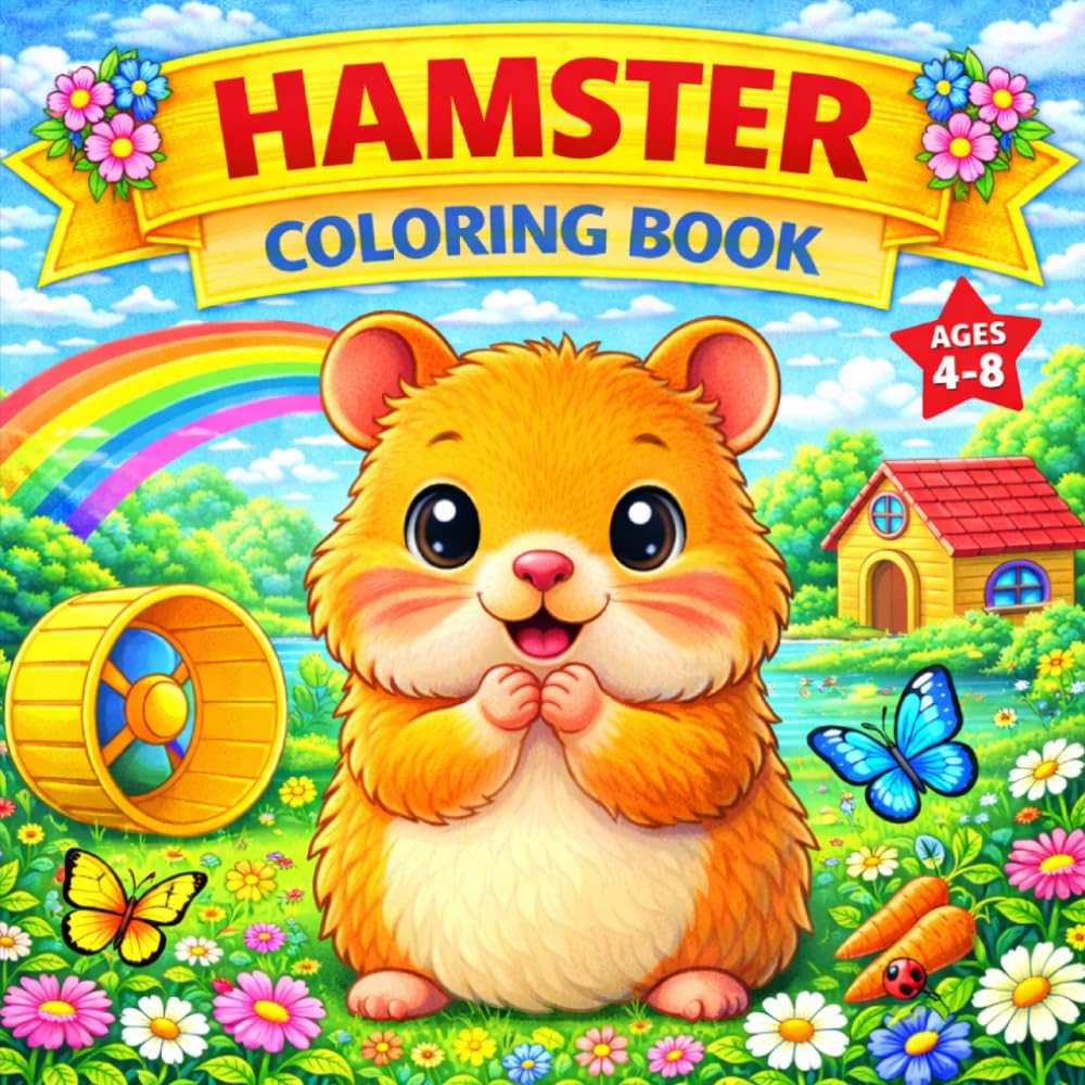 Hamster Coloring Book for Kids Ages 4–8: Cute and Simple Hamster Coloring Pages for Preschool and Early Elementary Kids