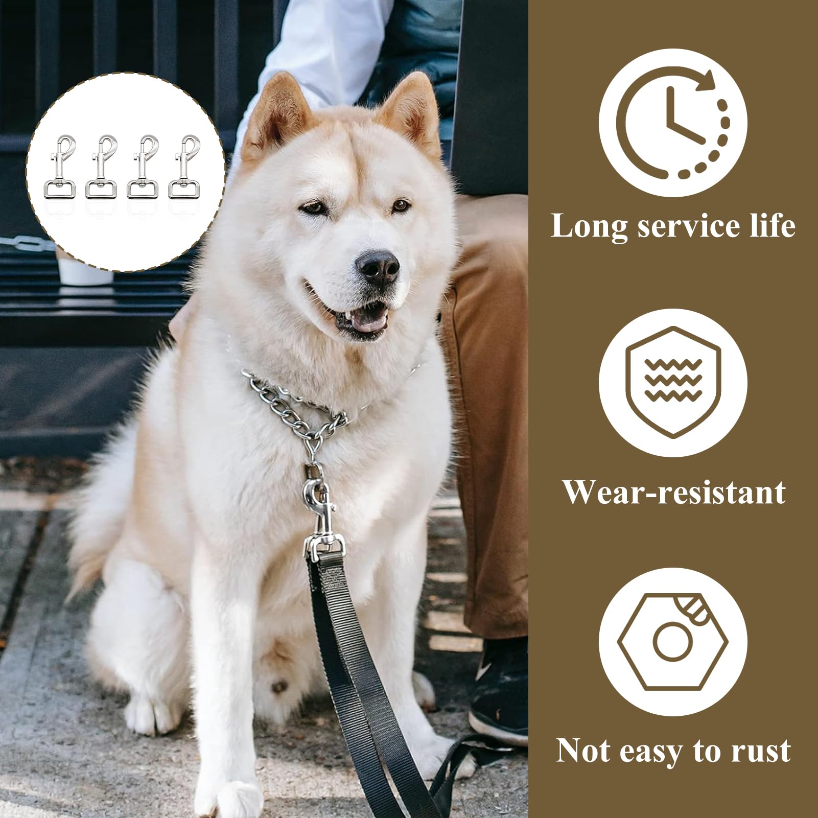 4 Pcs Dog Leads Clips, Leash Hook Clasp - Image 4