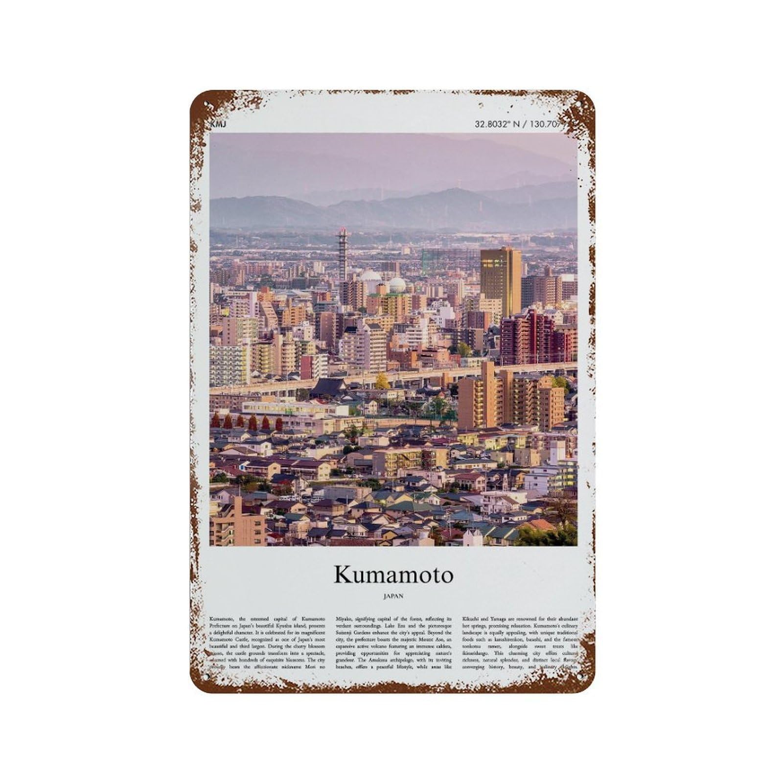 xiaoxiaoshen Kumamoto Japan City Scenery Wall Decor Art Metal Tin Poster Modern Home Decor Art Home Bar Shop Decorations Vintage Sign 30x20cm