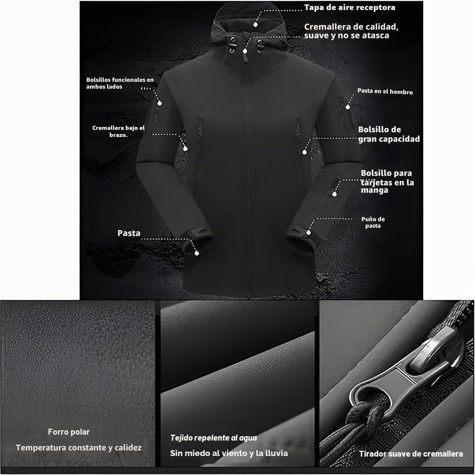 Hombre Chaqueta Táctica de Capucha & Pantalones Softshell Trajes para Aire Libre Pesca Senderismo Camping