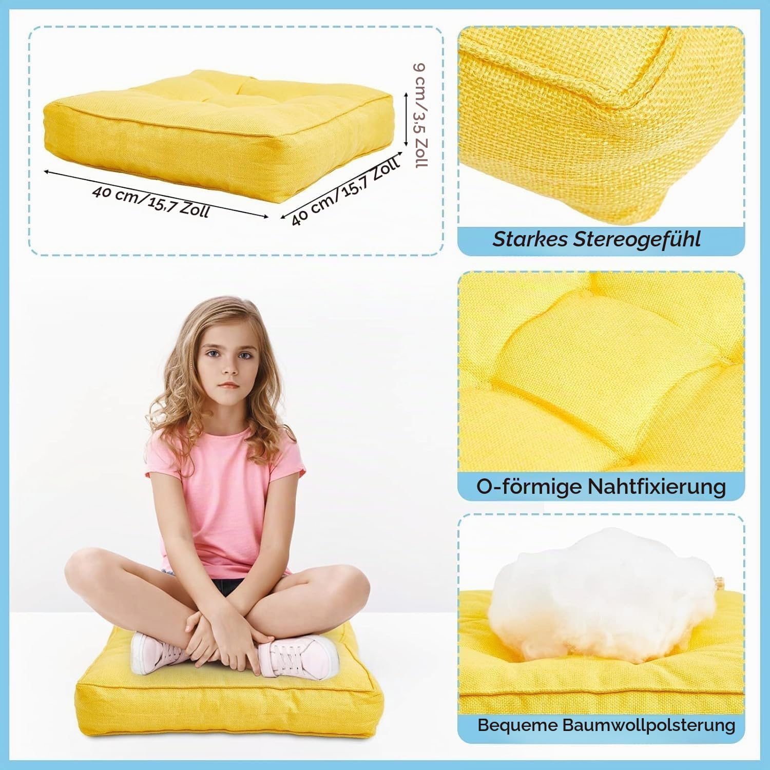 8 Stück 40*40 cm Kissen für Kinder Bodenkissen Flexible Sitzkissen 3,5'' dick Flexible Sitzmöbel für Klassenzimmer Meditationssitzkissen für zu Hause Kinderzimmer Yoga-Dekoration(Rainbow Color)