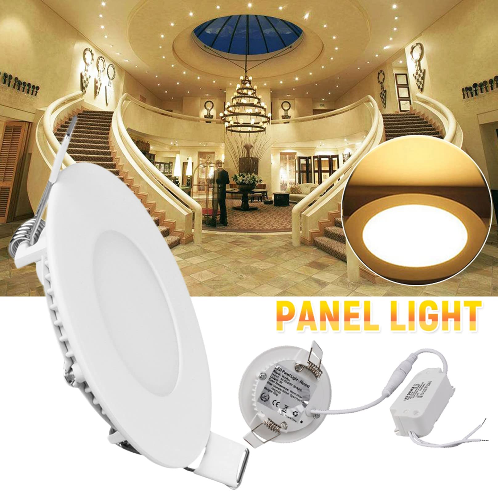 TTiiLoe 3W LED Recessed Down Light 3 Inch, 3000K Warm White Ultra Slim Spotlight, Hole ? 70 mm, 180LM Downlight for Ceiling Hallway Living Room, 4 Pack