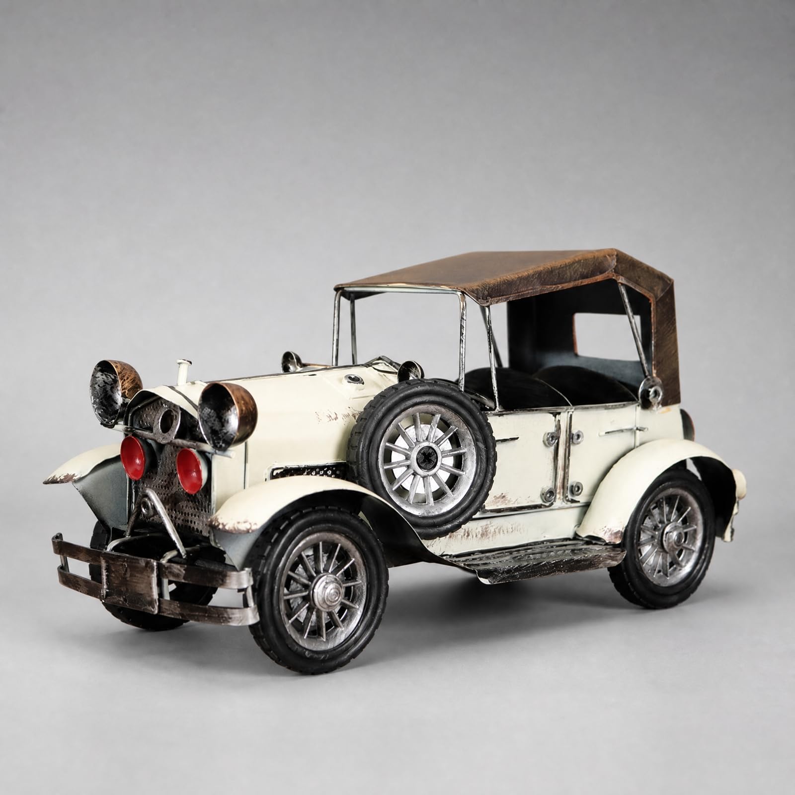 Modello di Auto d'Epoca con Ruota pplementare Laterale retrò Modello di Automobile Vintage in Metallo Resistente per Ufficio, Rosso
