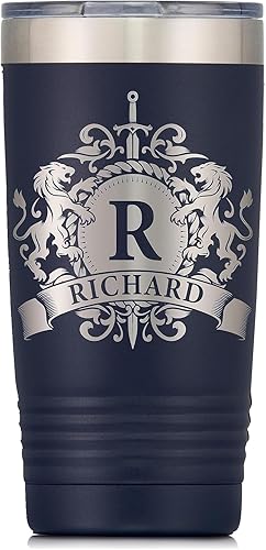 Miniatura 9 de Vaso personalizado con texto de iniciales grabadas personalizadas, taza de acero inoxidable de 20 onzas, vaso de café de viaje aislado al vacío de