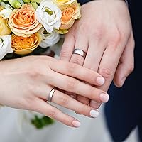 Vista 107 de King Will Alianza de boda de carburo de tungsteno para hombres y mujeres, anillos de promesa para parejas abovedados de alto pulido Plata-8 mm.