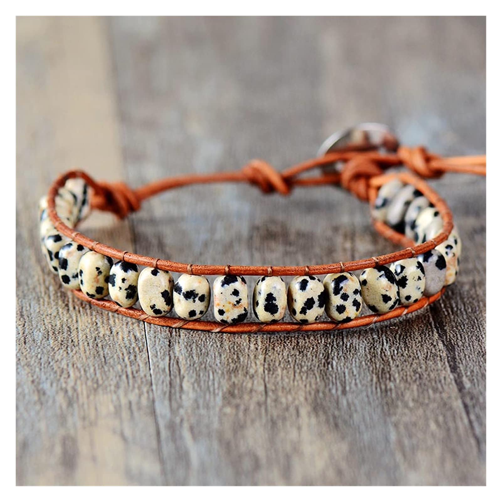 Naturstein-Armband, einzigartiger Stein, einzelne Leder-Wickelarmbänder, Web-Armband, Armband-Schmuck