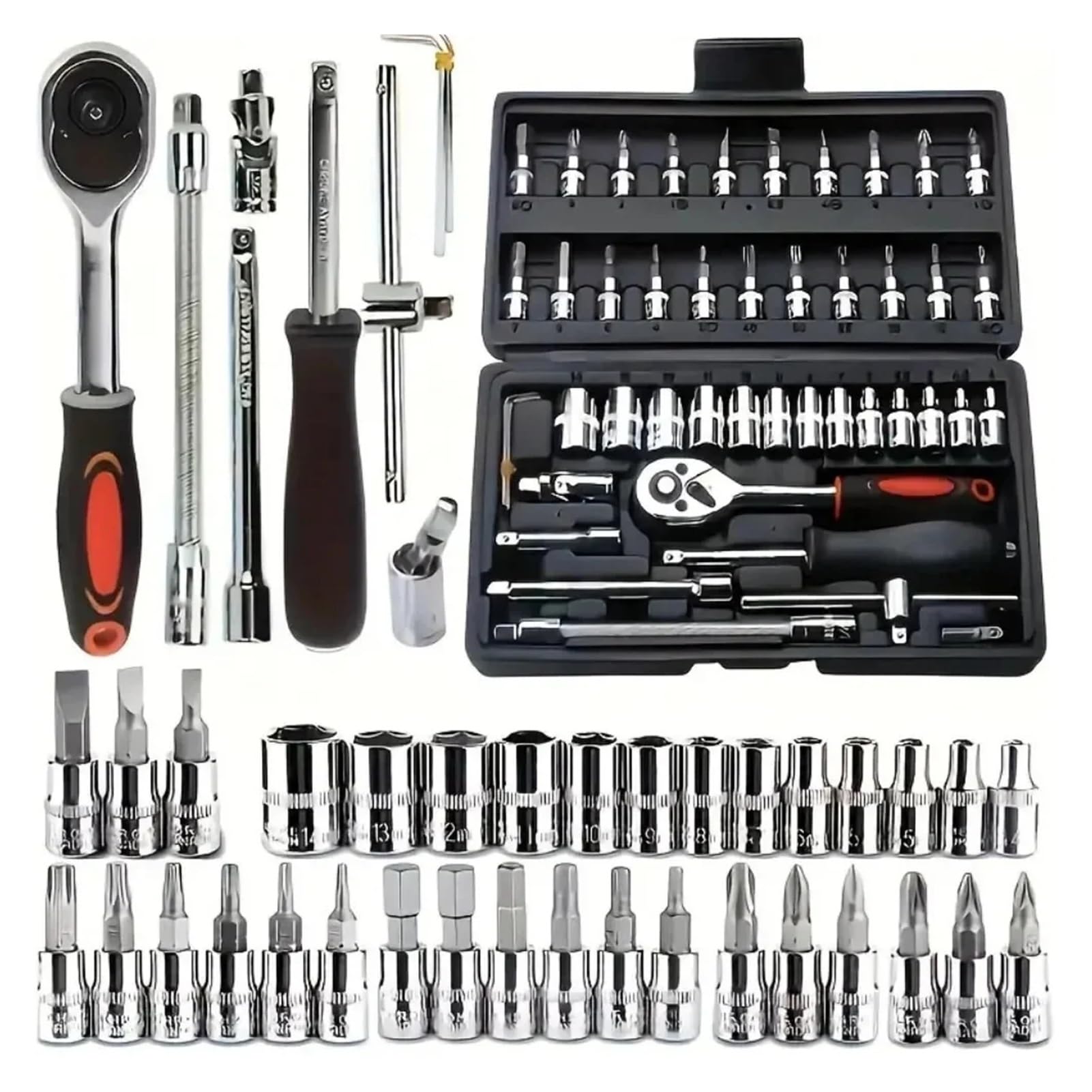 Rynzo Tool Set 46-piece Auto Maintenance Vehicle-Mounted Socket Repair Set Tools Kit